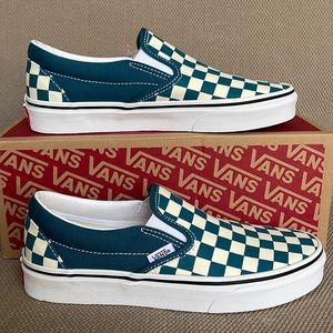Vans Classic Slip-On Checkerboard Blue Coral / True White WMNS